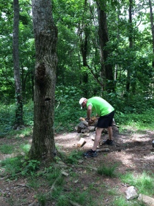 Smitty starting a fire at Woody Gap
